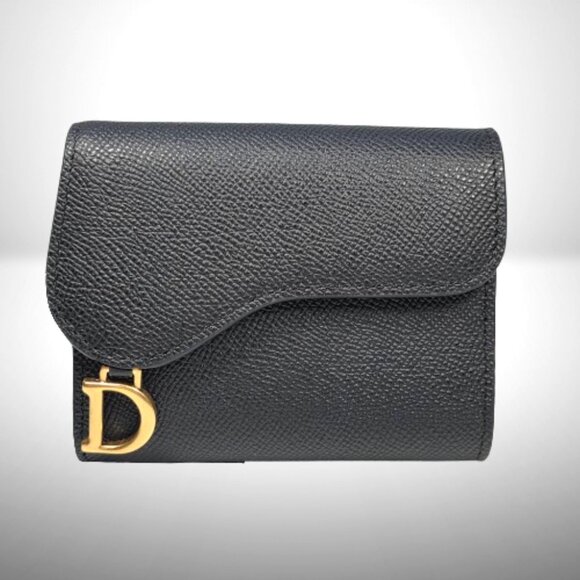 Dior Handbags - Dior Saddle Lotus Wallet in Black Grained Calfskin Leather - New